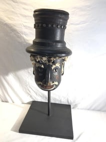 Wooden Folk Art Head on Stand