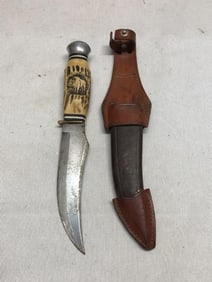 Vtg. Solingen Germany Stag Handle knife w/ Sheath