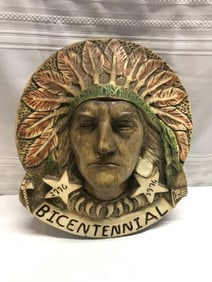 Chalkware Bicentennial Indian Plaque