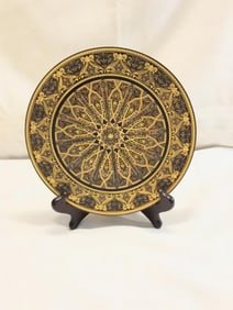 Vintage Etched Metal Footed Plate