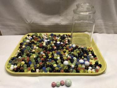 Vintage Canister of Marbles