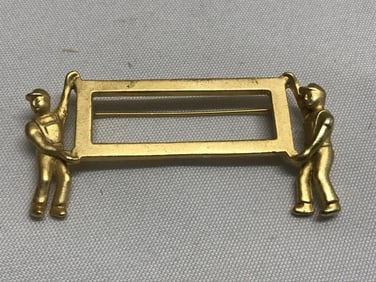 Moving Company Men Brooch Signed AJC