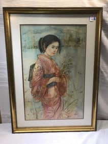 Edna Hibel  Red Kimono Print