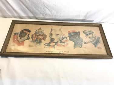 Antique WWl  Poster Uniformed Dogs