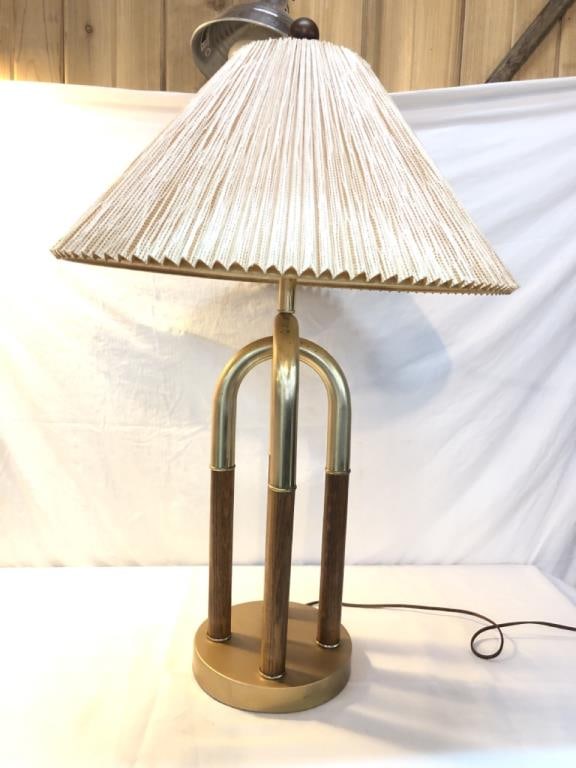 MCM Clover Wood & Metal Table Lamp (1 of 6)