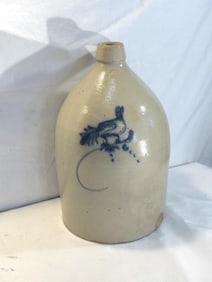 Stoneware Jug with Colbalt Blue Bird