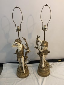Pair of Fabrication Francaise Figural Statue Lamp