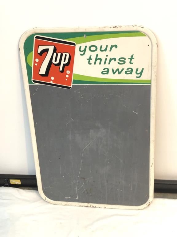 Vintage 7UP Chalkboard Tin Sign (1 of 3)