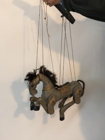 Vintage Hand Carved  Wooden Horse Puppet
