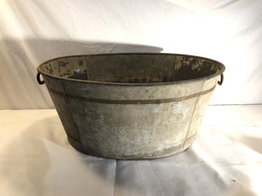 Vtg. Galvanized Wash Tub Stamped “K