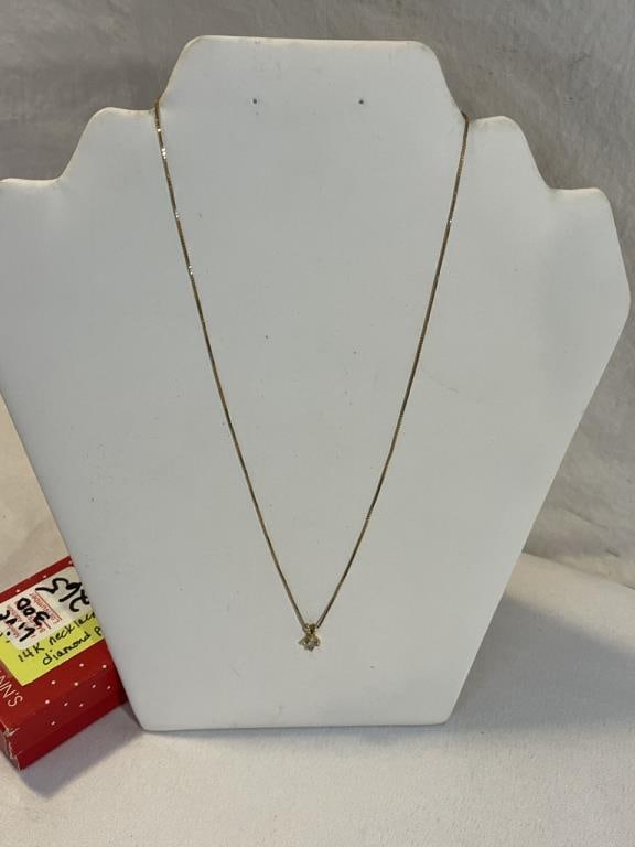 14K Gold Necklace W/ Diamond Pendant (1 of 7)