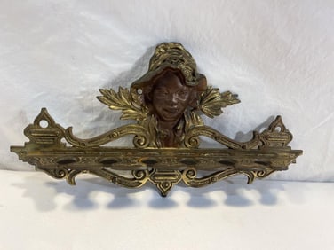 Antique Cast Iron Figural Wall Rack