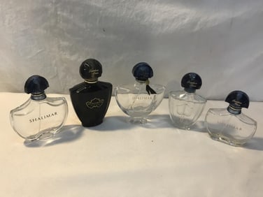 5- Vtg Shalimar Perfume Bottles