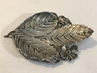 Vtg Sterling Leaf  Dish