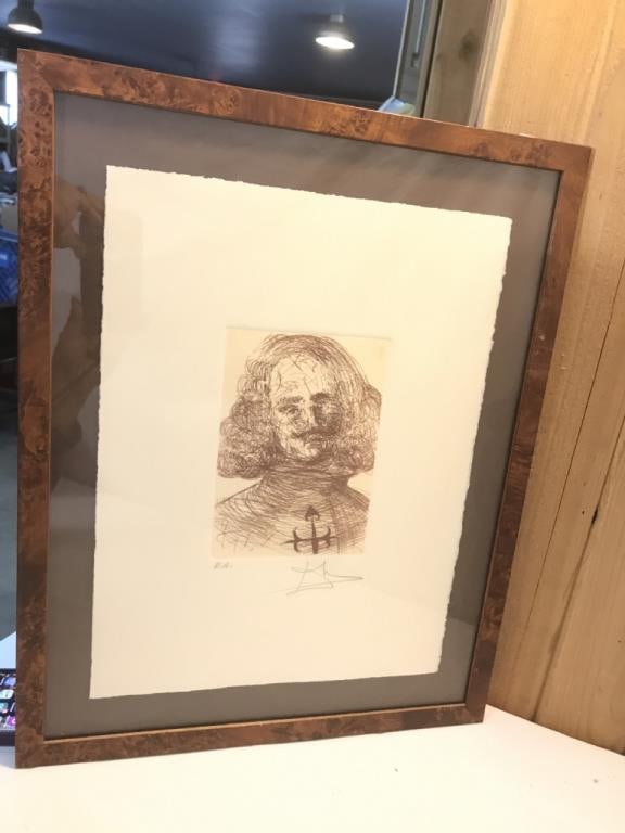 Vtg. Salvador Dali Sepia Etching from Spanish Imm: Vtg. Salvador Dali Sepia Etching from Spanish Immortal Series - Signed in Plate and Pencil ( EA, Dali)