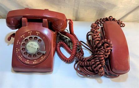 (2) Red Western Electric Telephones