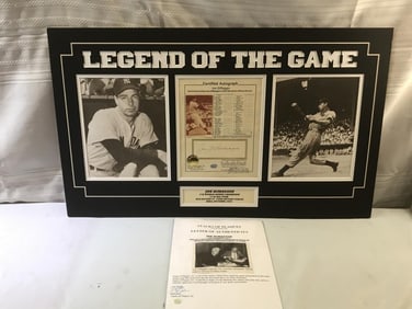 Joe DiMaggio Certified 56 Game Hitting Streak Cer