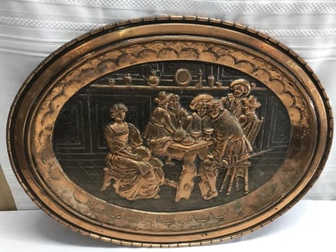 19th Century Embossed Copper Tray/Picture