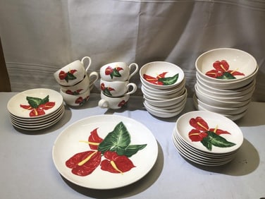 Vtg. Santa Anita Ware Red Anthurium