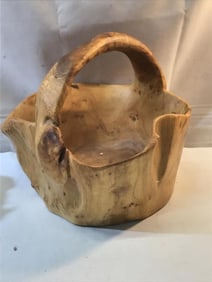 Hand Carved Burl Wood Basket
