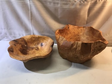 Vtg. Hand Carved Burl Wood Bowls