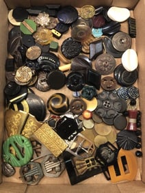 Vtg. Buttons and Belt Buckles
