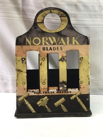Vtg. Norwalk Blades Tin Store Display
