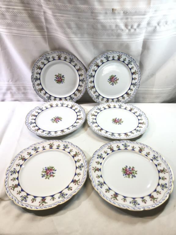 1970’s Bernardaud Chateaubriand Blue Plates: 6) 1970’s Bernardaud Chateaubriand Blue Plates ~ 10 1/4”