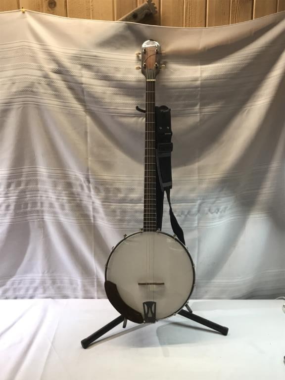 4 String Kimberly Banjo: 4 String Kimberly Banjo with Stand and Strap