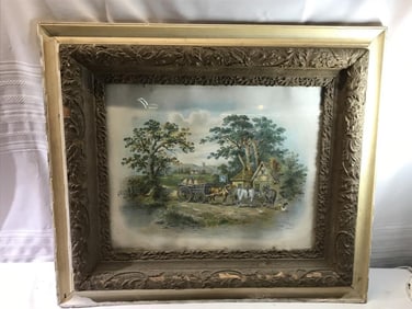 No. 135 "Noon Day Rest" Print Period Ornate frame