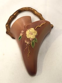 Vtg. Roseville Pottery Apple Blossom Wall Pocket