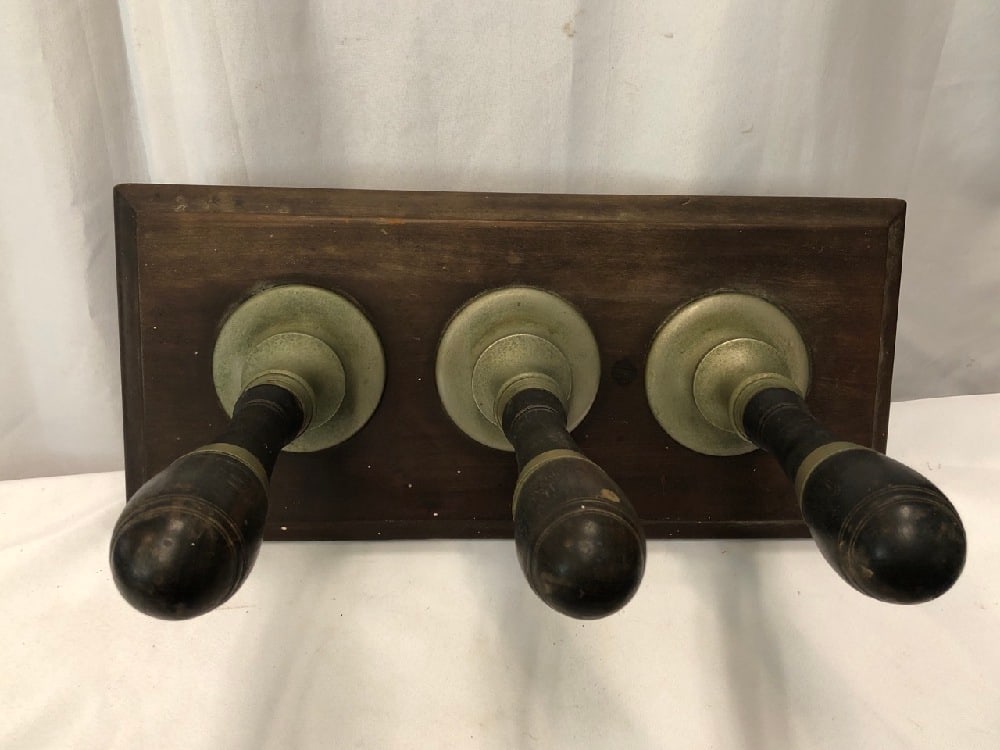 1923 Quadamant Gaskell’s Beer Taps: 1923 Quadamant Gaskell’s Beer Taps - 22” x 10” - Taps 13 1/2” off board