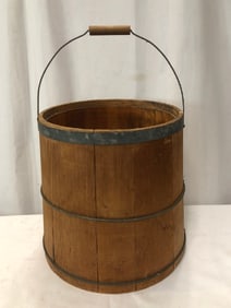Primitive Wooden Bucket with Handle
