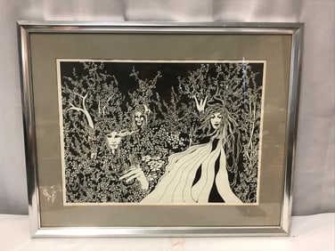 Framed Signed Ink Drawing