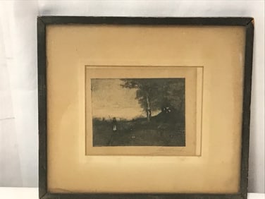 Antique Framed Etching- Pencil Signed