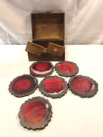 Epoxy Resin Art Coasters, Staten Island Moose Lodge Tags and Wooden Box