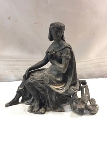Antique Bronze Clock Topper Egyptian Goddess