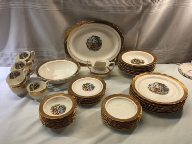 Vtg. Mojen China 22Kt Gold Rimmed Table Service Set