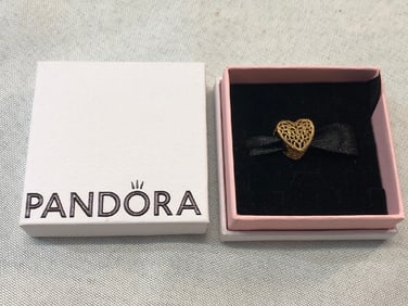 Pandora S925 Sterling Gold Tone Open Heart Charm