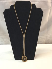 Vtg. Gold Tone Sovereign Bolo Slide Necklace/ Watch