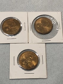 3 Sacagawea Dollar Mint Error Coins - Double Strike