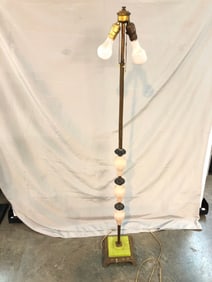 Vtg. Brass & Jadeite Post Floor Lamp