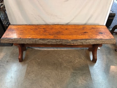Vtg. Live Edge Handmade Bench