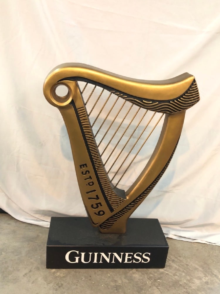 Guinness Beer Advertising Harp: Guinness Beer Advertising Harp ~ 34” Tall x 21” Wide x 8 1/4” Deep ~ “ Est. 1759 “