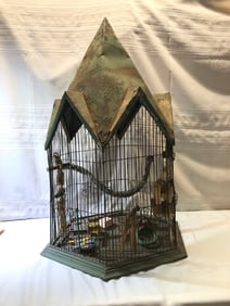 Antique Architectural Hexagonal Bird Cage