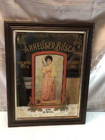 Vtg. Anheuser Bush Beer Bar Mirror