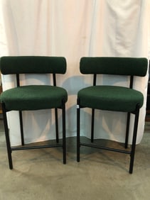 Best Master Chairs, Green Dobby Contemporary Boucle Fabric, Black Legs Dining Chairs
