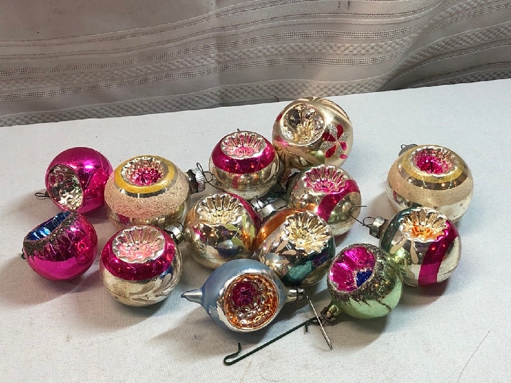 Mercury Glass Ornaments: Mercury Glass Ornaments x 13