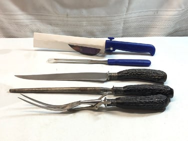 Antler / Sterling Carving Set and The Magic Knife Set
