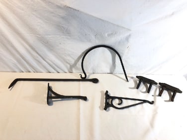 Vtg. Cast Iron Hooks and Barn Door Latch